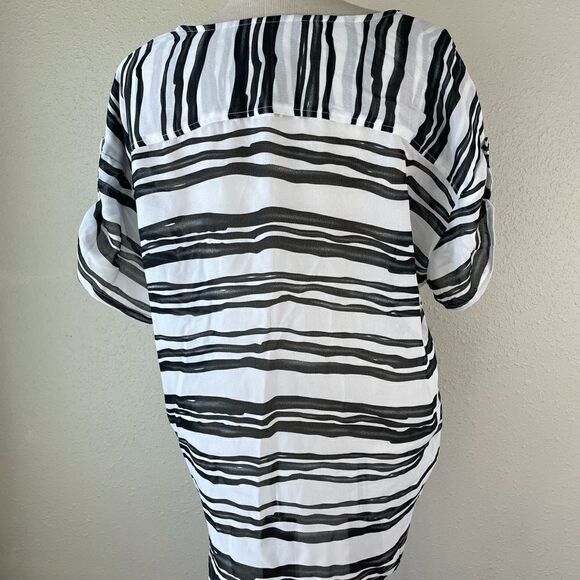 NWT JW Styles Sheer Button Down Shirt Size M - Picture 7 of 9